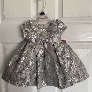 3/6 month baby girl silver sleeveless dress.